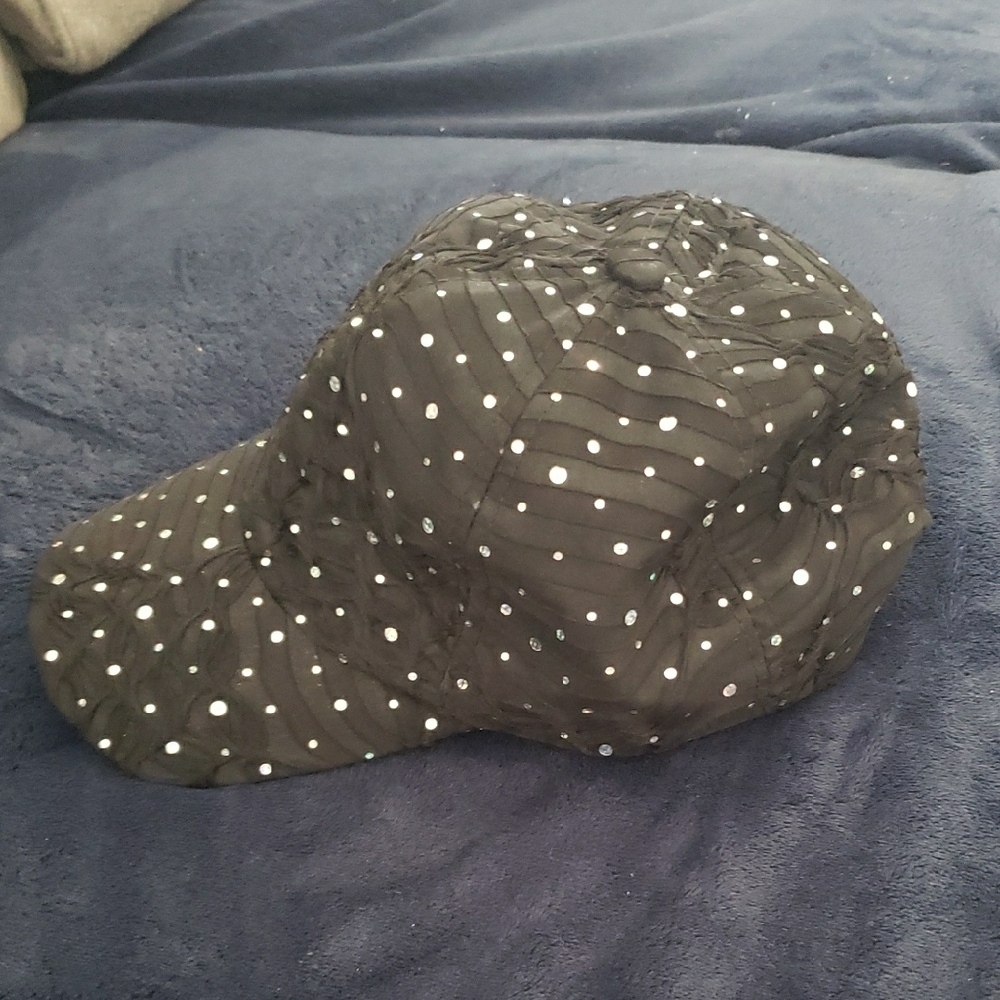 Black Rhinestone-Studded Cap - Picture 2 of 3
